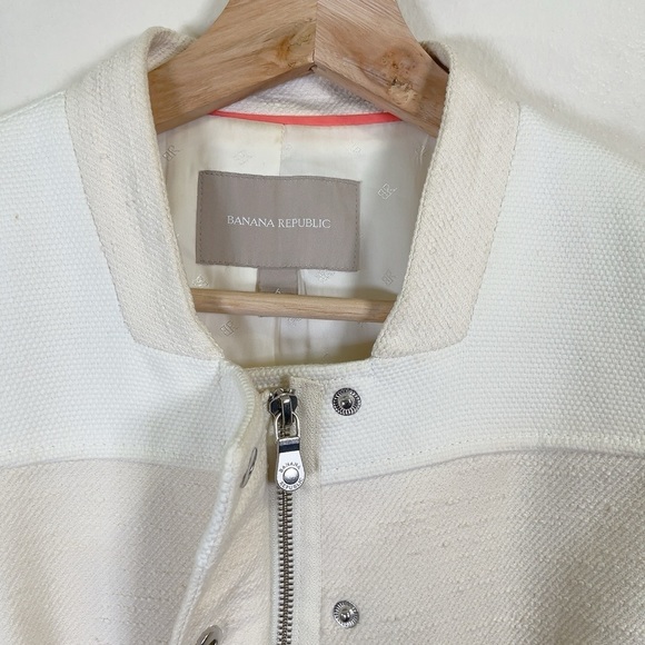 Banana Republic Beige Tan Moto Textured Zip  Jacket - Picture 10 of 14